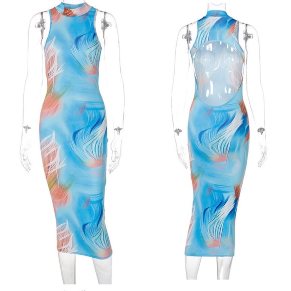 MULTIFACETED DREAMS Dresses & Skirts - “Baby Blues” Back out midi dress